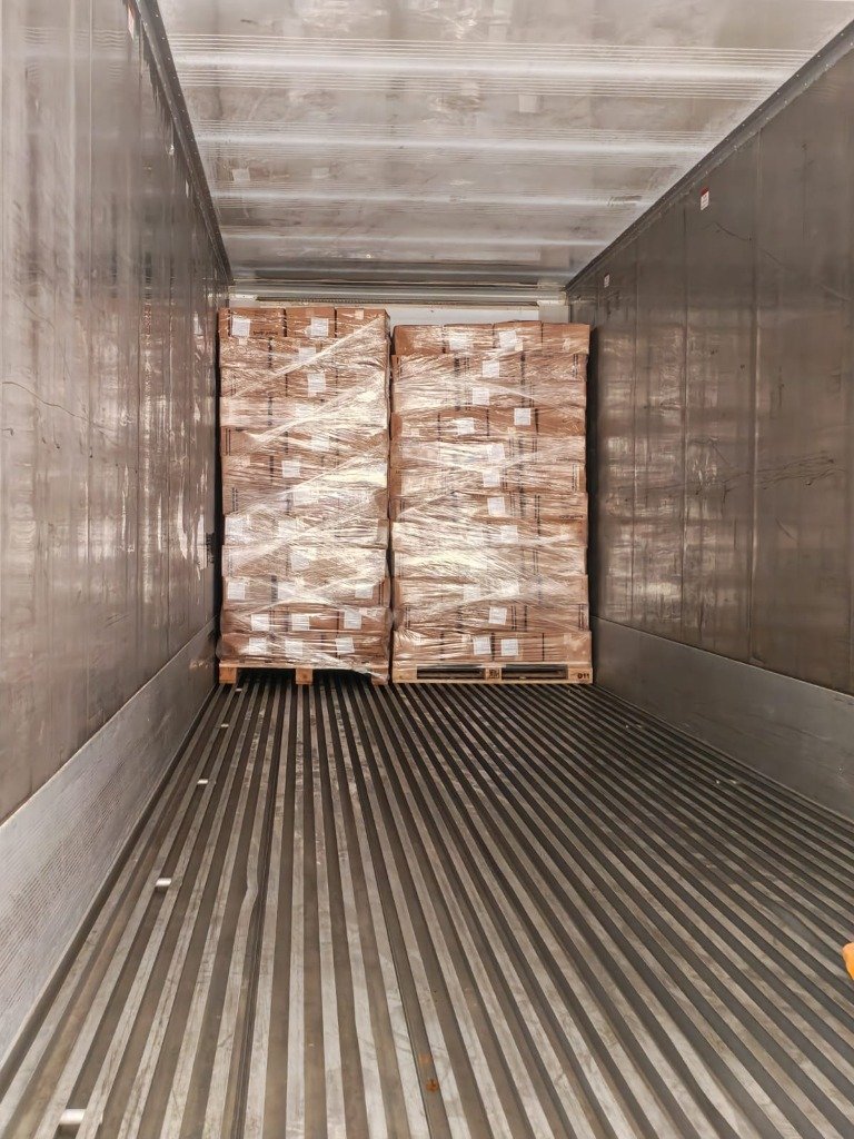 Pallets of IQF Okra Zero loaded into the container